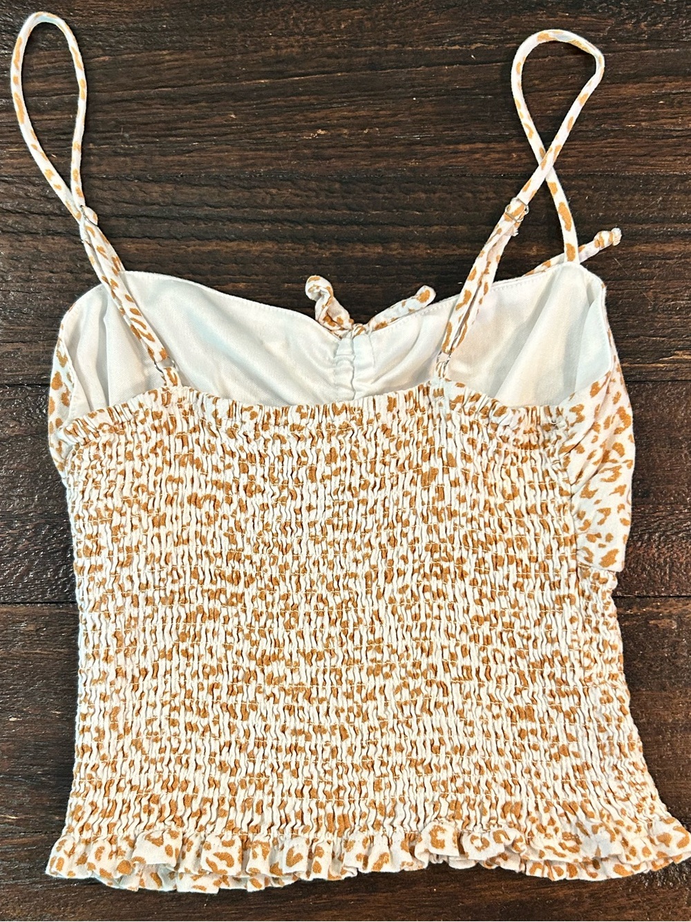 Urban Romantics cheetah print smocked tank top in tan and white - Picture 9 of 11